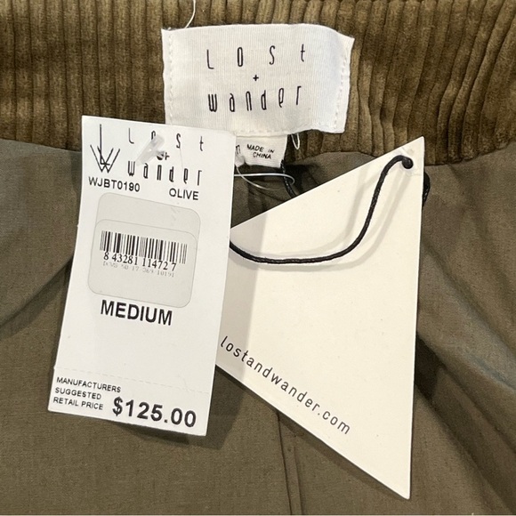 Lost + Wander Olive Corduroy Cropped Jacket Medium - Picture 8 of 12